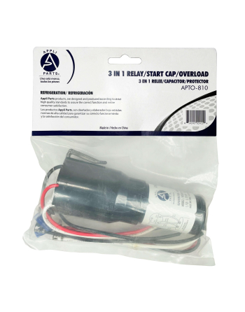 Appli Parts RCO810 replacement capacitor kit 3 in 1 Solid State Hard Start Relay Capacitor and Overload for compressor size 1/12Hp to 1/5Hp 115V APTO-810