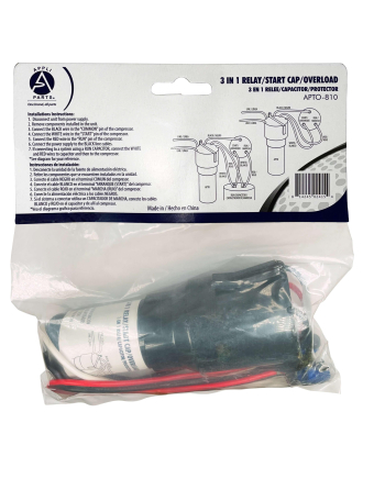 Appli Parts RCO810 replacement capacitor kit 3 in 1 Solid State Hard Start Relay Capacitor and Overload for compressor size 1/12Hp to 1/5Hp 115V APTO-810