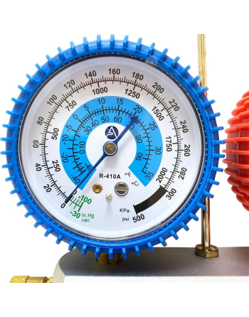 Appli Parts Manifold Gauge Set for R410A Aluminum Body With Sight-glass Includes 36 inch Hose Set 5/16 inch SAE Red/Blue 1/4 inch SAE Yellow APMG-A1A36S