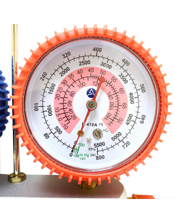 Appli Parts Manifold Gauge Set for R410A Aluminum Body With Sight-glass Includes 36 inch Hose Set 5/16 inch SAE Red/Blue 1/4 inch SAE Yellow APMG-A1A36S