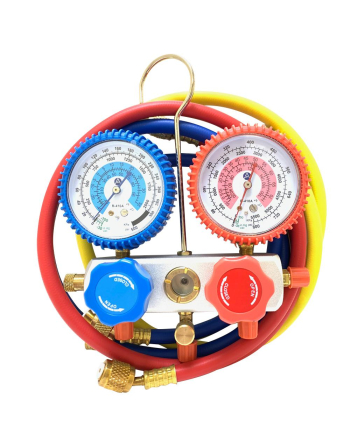 Appli Parts Manifold Gauge Set for R410A Aluminum Body With Sight-glass Includes 36 inch Hose Set 5/16 inch SAE Red/Blue 1/4 inch SAE Yellow APMG-A1A36S