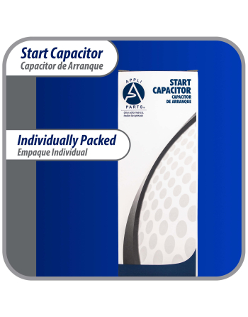 Appli Parts motor start capacitor 145-175 Mfd (microfarads) uF 330VAC universal fit for electric motor applications 1-7/16 in Wide 3-3/8 in Height CON-145-330

