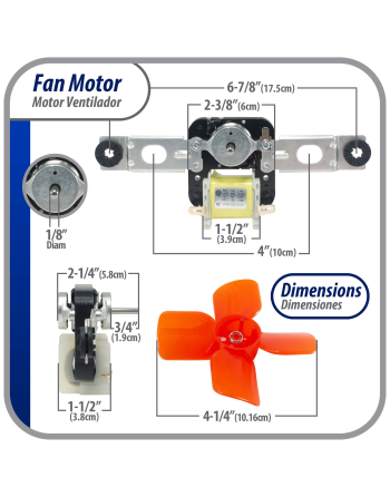 Appli Parts 482731 evaporator Fan Motor replacement kit 343 with Brackets 115V 12W 0.22A 3000rpm CW 60Hz APFM-343 includes Fan Blade Grommets and Brackets Fits several models of Refrigerators Freezers

