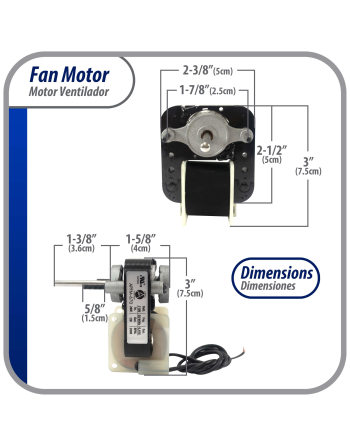 Appli Parts Fan Motor Type 670 Kit 110 V 50/60hz 1/130hp 3000rpm Shaft 3/16 in by 1 1/4 in long Reversible includes Fan Blade 4 and 5.5 inch Apfm-670 Ul E479056
Ref. Nuv-670, Sm670