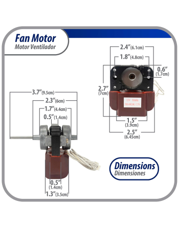 Appli Parts Fan Motor for evaporators will replace LG Samsung J500-00024K 110V 50/60Hz 0.16A 8W 2800rpm CCW Universal mount will fit any application with same ratings APFM-500 

