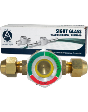 Appli Parts Sight Glass liquid moisture indicator with 1/4 x 1/4 in Flare connections take-apart body type suitable for CFC HCFC HFC refrigerants APSG-14