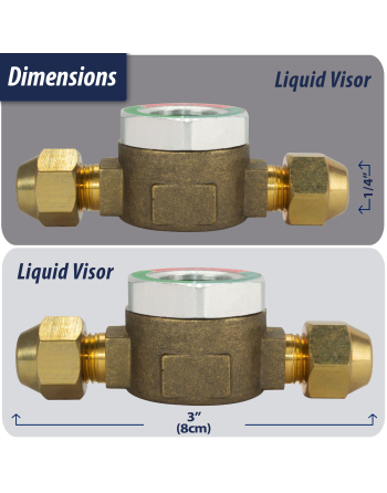 Appli Parts Sight Glass liquid moisture indicator with 1/4 x 1/4 in Flare connections take-apart body type suitable for CFC HCFC HFC refrigerants APSG-14