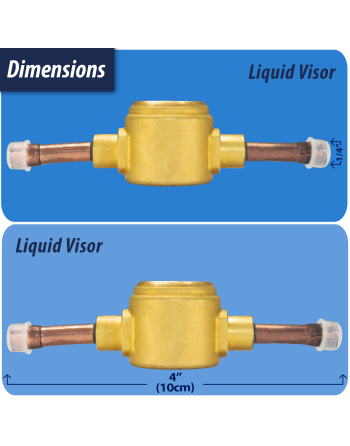 Appli Parts Sight Glass liquid moisture indicator with 1/4 x 1/4 in ODF solder connections with Solid Body suitable for CFC HCFC HFC refrigerants APSG-14AS