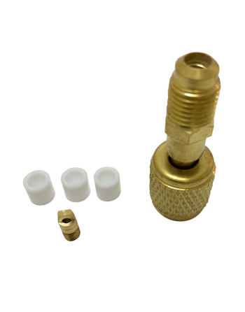 Appli Parts AC Manifold Gauge Set R134/R22/R404/R410a Pressure psi Temperature Fahrenheit Scales Brass Body Includes 5/16in to 1/4in SAE Adapter and 36in Hose Set 1/4in SAE APMG-A3B36