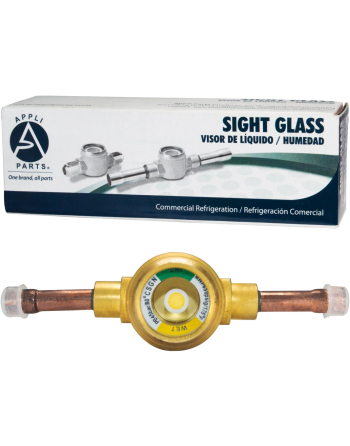 Appli Parts Sight Glass liquid moisture indicator with 1/4 x 1/4 in ODF solder connections with Solid Body suitable for CFC HCFC HFC refrigerants APSG-14AS