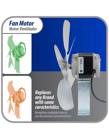 Appli Parts refrigeration condenser and evaporator motor 25W 115V 60Hz 1.2A 1450rpm includes base and 12in aluminum Fan Blade CCW shaft end Universal fit APFM-251E