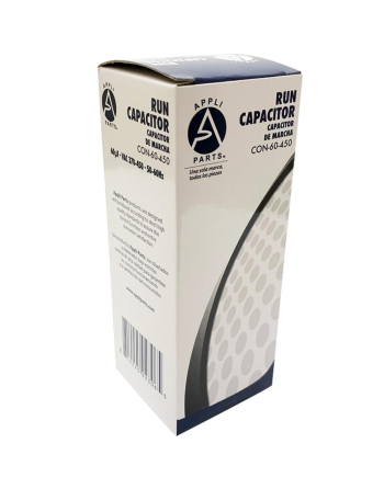 Appli Parts Run Capacitor for ac 60 Mfd uF (microfarads) 370 VAC or 450 VAC CBB65 Round Universal fit for hvac and other applications 5-7/16 in High 2 in Wide CON-60-450