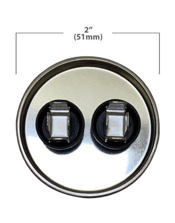 Appli Parts Run Capacitor for ac 60 Mfd uF (microfarads) 370 VAC or 450 VAC CBB65 Round Universal fit for hvac and other applications 5-7/16 in High 2 in Wide CON-60-450