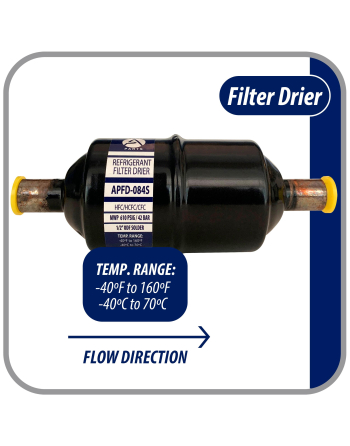 Appli Parts liquid line refrigerant ac filter dryer hvac refrigeration 084S 1/2 in ODF Sweat connection universal unidirectional 6 in long 2 in wide APFD-084S

