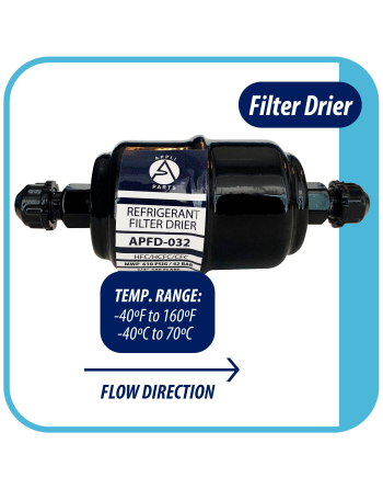 Appli Parts liquid line refrigerant ac filter dryer hvac refrigeration 032 1/4 in SAE Flare connection universal unidirectional 4-1/2 in long 1-3/4 in wide APFD-032
