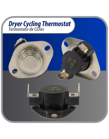 Appli Parts Cycling thermostat L155-15F universal replacement for multiple brand dryers older commercial models only 2 connections APTD-L155 Fits: 60T11 D501759