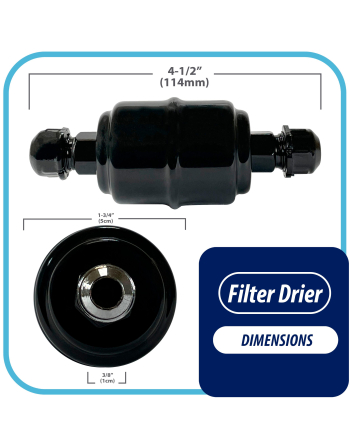 Appli Parts liquid line refrigerant ac filter dryer hvac refrigeration 033 3/8 in SAE Flare connection universal unidirectional 4-1/2 in long 1-3/4 in wide APFD-033



