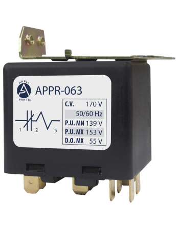 Appli Parts Potential Relay 063 Coil Voltage 170V Min Pick up 139V Max Pick up 153V Max Drop Out 55V 50/60 Hz Universal replacement for HVAC and Refrigeration units APPR-063