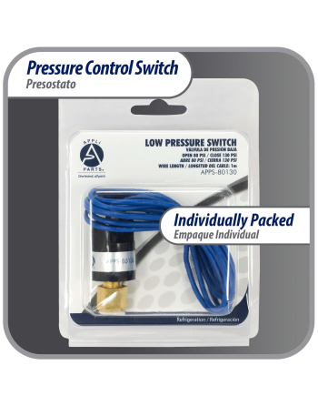 Appli Parts Pressure control switch Low Open 80 psi Close 130 psi 39-3/8in cable SPST 1/4in female connection Automatic Reset universal air conditioning applications APPS-80130