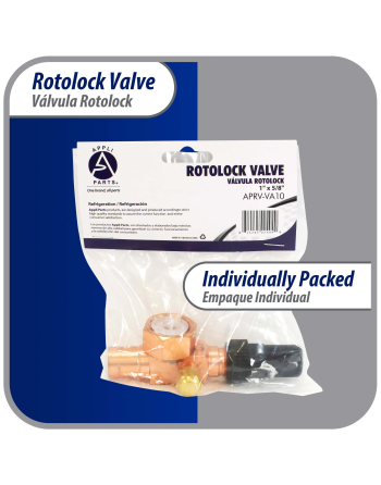 Appli Parts Rotolock Valve V10 1 in x 5/8 in ODF solder connection Universal replacement valve will work for refrigeration and air conditioning systems APRV-VA10