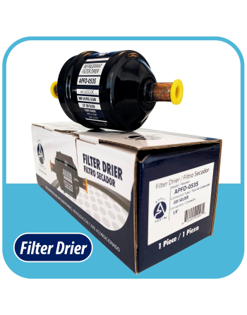 Appli Parts liquid line refrigerant ac filter dryer hvac refrigeration 053S 3/8 in ODF sweat solder connection universal unidirectional 4-1/2 in long 2 in wide APFD-053S