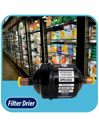Appli Parts liquid line refrigerant ac filter dryer hvac refrigeration 053S 3/8 in ODF sweat solder connection universal unidirectional 4-1/2 in long 2 in wide APFD-053S