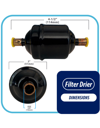 Appli Parts liquid line refrigerant ac filter dryer hvac refrigeration 053S 3/8 in ODF sweat solder connection universal unidirectional 4-1/2 in long 2 in wide APFD-053S