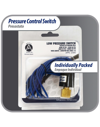 Appli Parts Pressure control switch Low Open 25 psi Close 80 psi 39-3/8in cable SPST 1/4in female connection Automatic Reset universal air conditioning applications APPS-2580