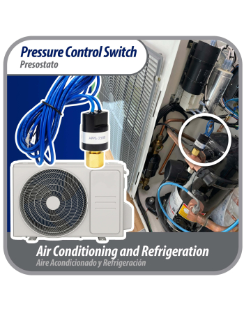 Appli Parts Pressure control switch Low Open 25 psi Close 80 psi 39-3/8in cable SPST 1/4in female connection Automatic Reset universal air conditioning applications APPS-2580