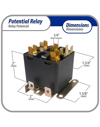 Appli Parts Potential Relay 065 Coil Voltage 332V Min Pick up 168V Max Pick up 182V Max Drop Out 90V 50/60 Hz Universal replacement for HVAC and Refrigeration units APPR-065