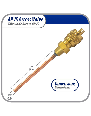 Appli Parts 10 Pack Access Schrader Valve 1/4 SAE x 1/8 OD x 2 inch Copper Stem with Valve Core and Cap with gasket and core remover for AC and refrigeration systems APVS-14182K10