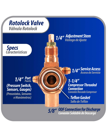 Appli Parts Rotolock Valve V09 1-1/4 in x 5/8 in ODF solder connection Universal replacement valve will work for refrigeration and air conditioning systems APRV-VA09