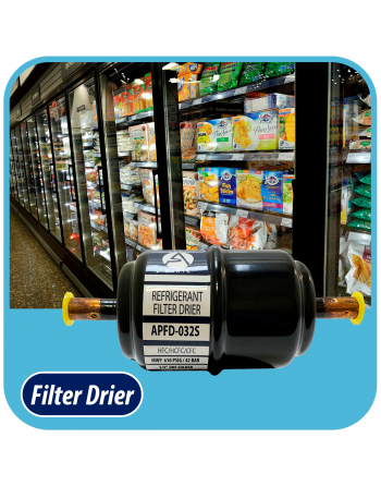 Appli Parts liquid line refrigerant ac filter dryer hvac refrigeration 032S 1/4 in ODF sweat solder connection universal unidirectional 4-1/2 in long 1-3/4 in wide APFD-032S

