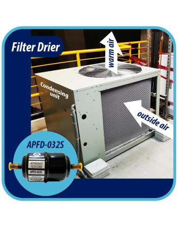 Appli Parts liquid line refrigerant ac filter dryer hvac refrigeration 032S 1/4 in ODF sweat solder connection universal unidirectional 4-1/2 in long 1-3/4 in wide APFD-032S

