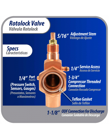 Appli Parts Rotolock Valve V02 1-3/4 in x 1-1/8 in ODF solder connection Universal replacement valve will work for refrigeration and air conditioning systems APRV-VA02