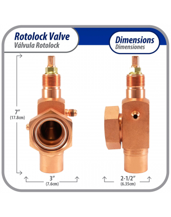Appli Parts Rotolock Valve V02 1-3/4 in x 1-1/8 in ODF solder connection Universal replacement valve will work for refrigeration and air conditioning systems APRV-VA02