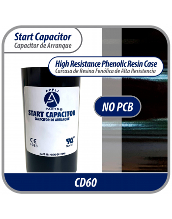 Appli Parts motor start capacitor 233-280 Mfd (microfarads) uF 110-125VAC universal fit for electric motor applications 1-7/16 in Wide 3-3/8 in Height CON-233-110