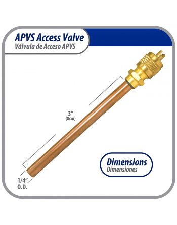 Appli Parts 10 pack Access Schrader Valve 1/4 SAE x 1/4 OD x 3 inch Copper Stem with Valve Core and Cap with gasket and core remover for AC and refrigeration systems APVS-14143K10