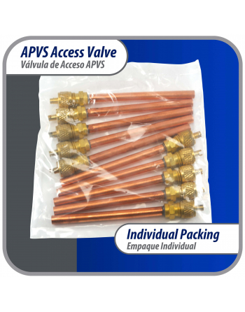 Appli Parts 10 pack Access Schrader Valve 1/4 SAE x 1/4 OD x 3 inch Copper Stem with Valve Core and Cap with gasket and core remover for AC and refrigeration systems APVS-14143K10
