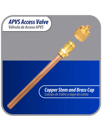 Appli Parts 10 pack Access Schrader Valve 1/4 SAE x 1/4 OD x 3 inch Copper Stem with Valve Core and Cap with gasket and core remover for AC and refrigeration systems APVS-14143K10