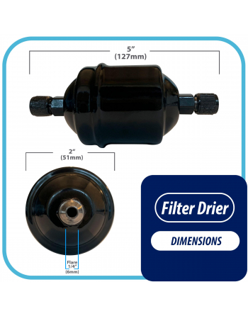 Appli Parts liquid line refrigerant ac filter dryer hvac refrigeration 052 1/4 in SAE Flare connection universal unidirectional 4-1/2 in long 2 in wide APFD-052


