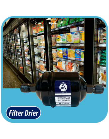 Appli Parts liquid line refrigerant ac filter dryer hvac refrigeration 052 1/4 in SAE Flare connection universal unidirectional 4-1/2 in long 2 in wide APFD-052


