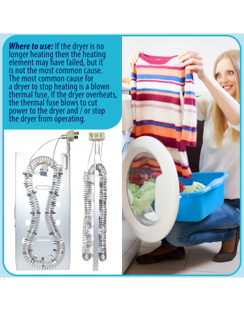 3387747 Appli Parts Heating Element Kit Replacement for Whirlpool Dryers and other models Includes 1 x 3387747 dryer heating element 1 x Thermostat 279816AP 1 x 279973AP and 3392519AP Thermal Fuse