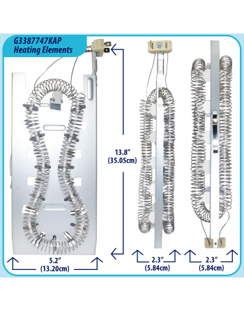 3387747 Appli Parts Heating Element Kit Replacement for Whirlpool Dryers and other models Includes 1 x 3387747 dryer heating element 1 x Thermostat 279816AP 1 x 279973AP and 3392519AP Thermal Fuse