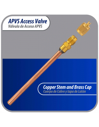 Appli Parts 10 pack Access Schrader Valve 1/4 SAE x 3/16 OD x 3 inch Copper Stem with Valve Core and Cap with gasket and core remover for AC and refrigeration systems APVS-143163K10