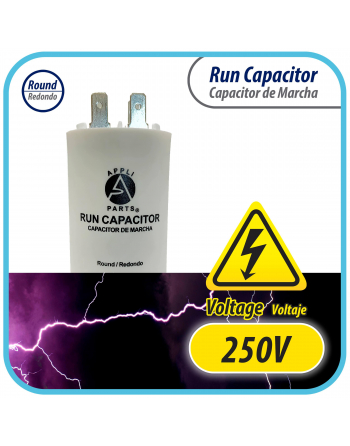 Appli Parts Run Capacitor for electric motors 45 Mfd uF (microfarads) 250VAC Plastic Case with terminals CBB60 Round Universal fit water pumps and others 4-1/4 in High 1-3/4 in Wide CON-45-250-P
