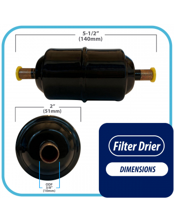 Appli Parts liquid line refrigerant ac filter dryer hvac refrigeration 083S 3/8 in ODF Sweat connection universal unidirectional 5-1/2 in long 2 in wide APFD-083S
