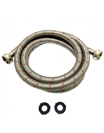 Appli Parts 2-Pack Washing Machine Inlet Hose Braided Stainless Steel 6 ft W/Seal 3/4 inch NPT Female Fitting works for hot and cold water APIH-7234 