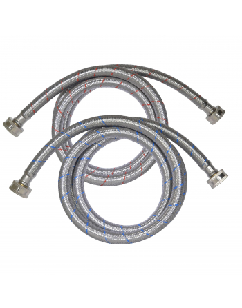 Appli Parts 2-Pack Washing Machine Inlet Hose Braided Stainless Steel 6 ft W/Seal 3/4 inch NPT Female Fitting works for hot and cold water APIH-7234 