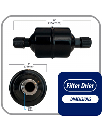 Appli Parts liquid line refrigerant ac filter dryer hvac refrigeration 165 5/8 in SAE Flare connection universal unidirectional 6 in long 3 in wide APFD-165

